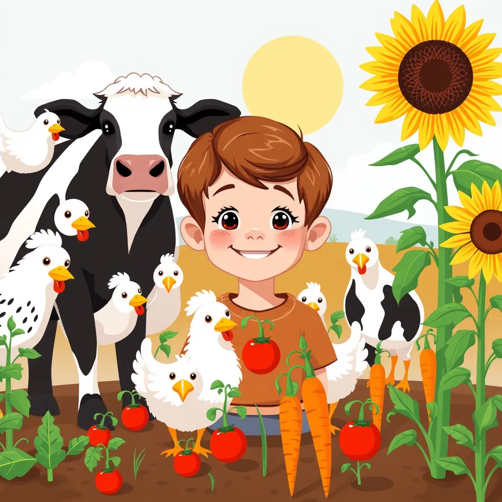 A boy riding a motorbike around a farm. He is doing chores and looking after others.

Reading Level: Beginner (Ages 0-6)
Book Length: 10 pages

Characters:
Tom: 9 year old boy with brown hair 